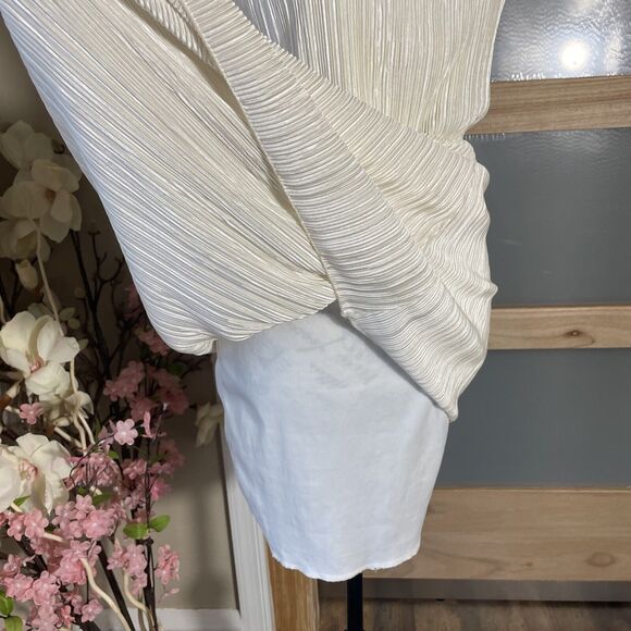 Jacaranda Ivory Elastic Waist Pleated Halter Midi Dress Women's Size M - Picture 6 of 9